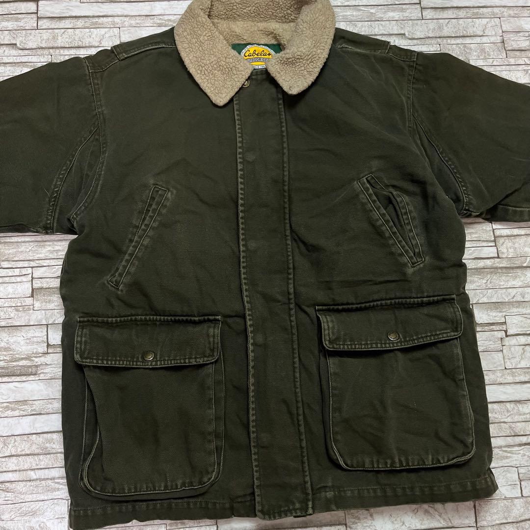 90s Cabela’s ダッグジャケット 裏ボア モスグリーン グッドフェード