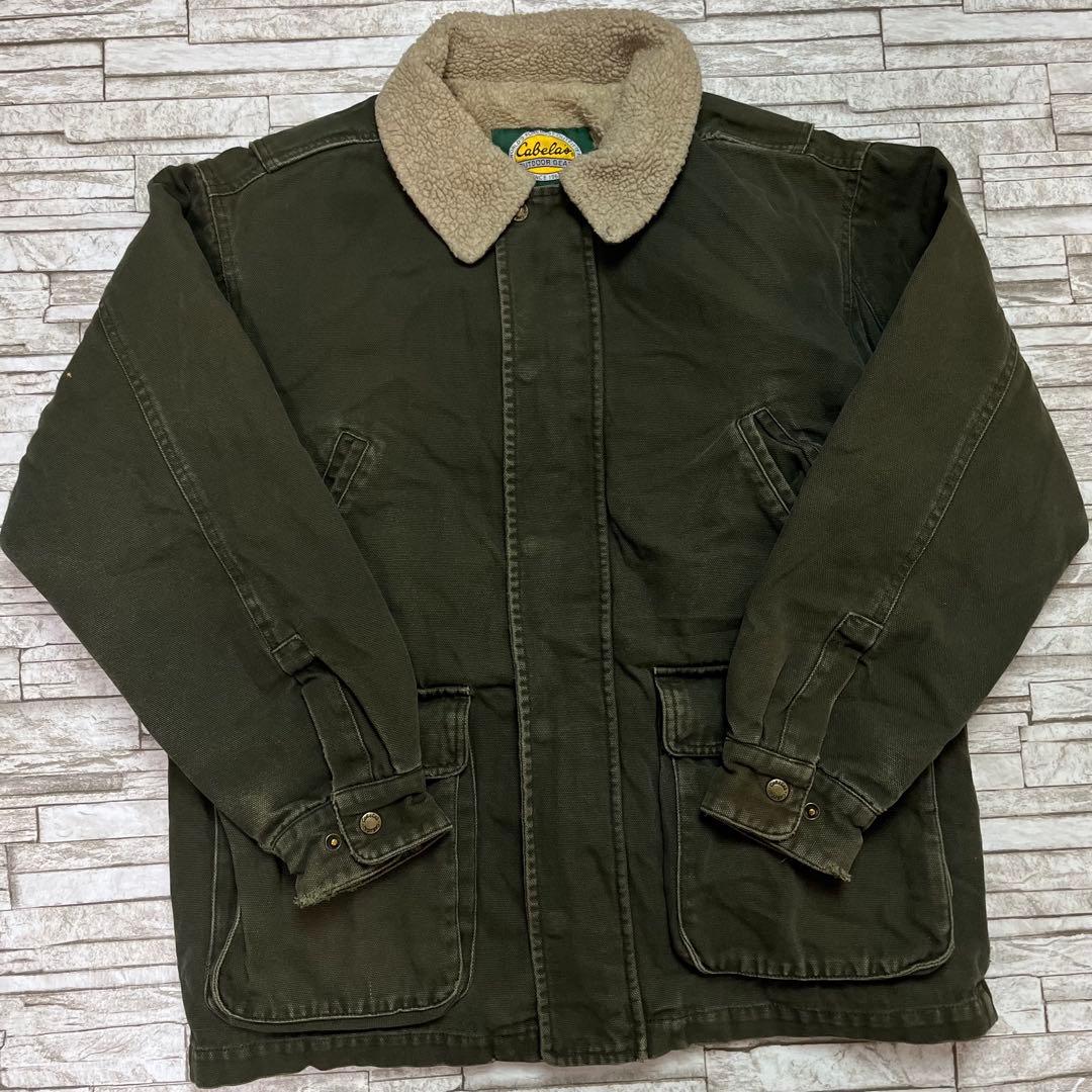 90s Cabela’s ダッグジャケット 裏ボア モスグリーン グッドフェード