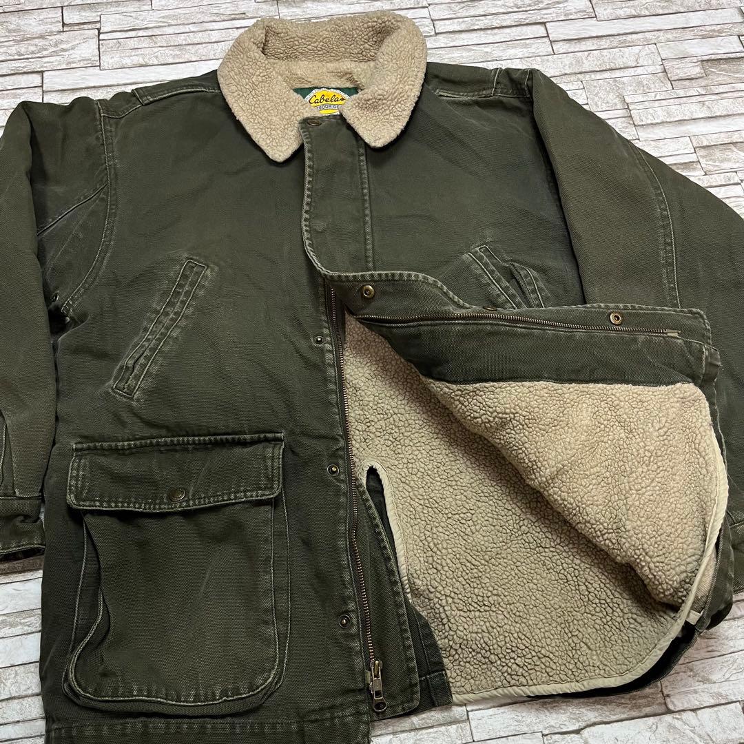 90s Cabela’s ダッグジャケット 裏ボア モスグリーン グッドフェード