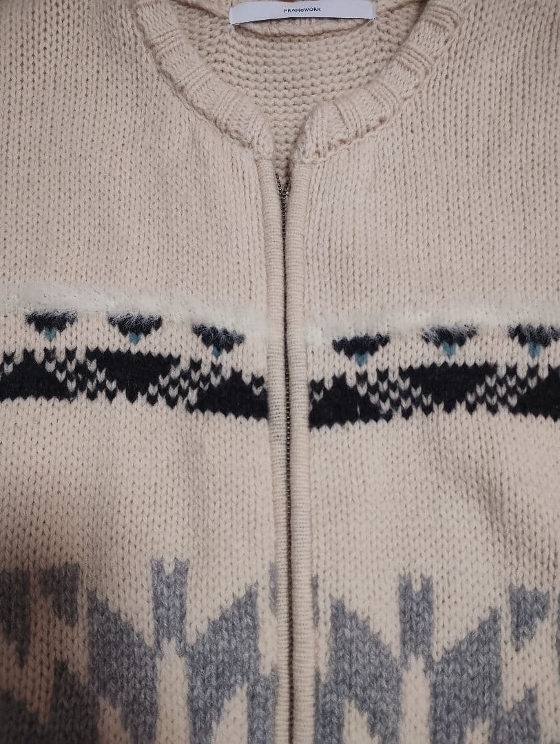 FRAMeWORK ジャガードZIPカーディガン