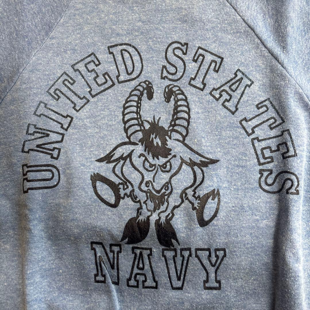 レア 70s SPORTSWEAR スウェット NAVY 両面3段プリント 美品