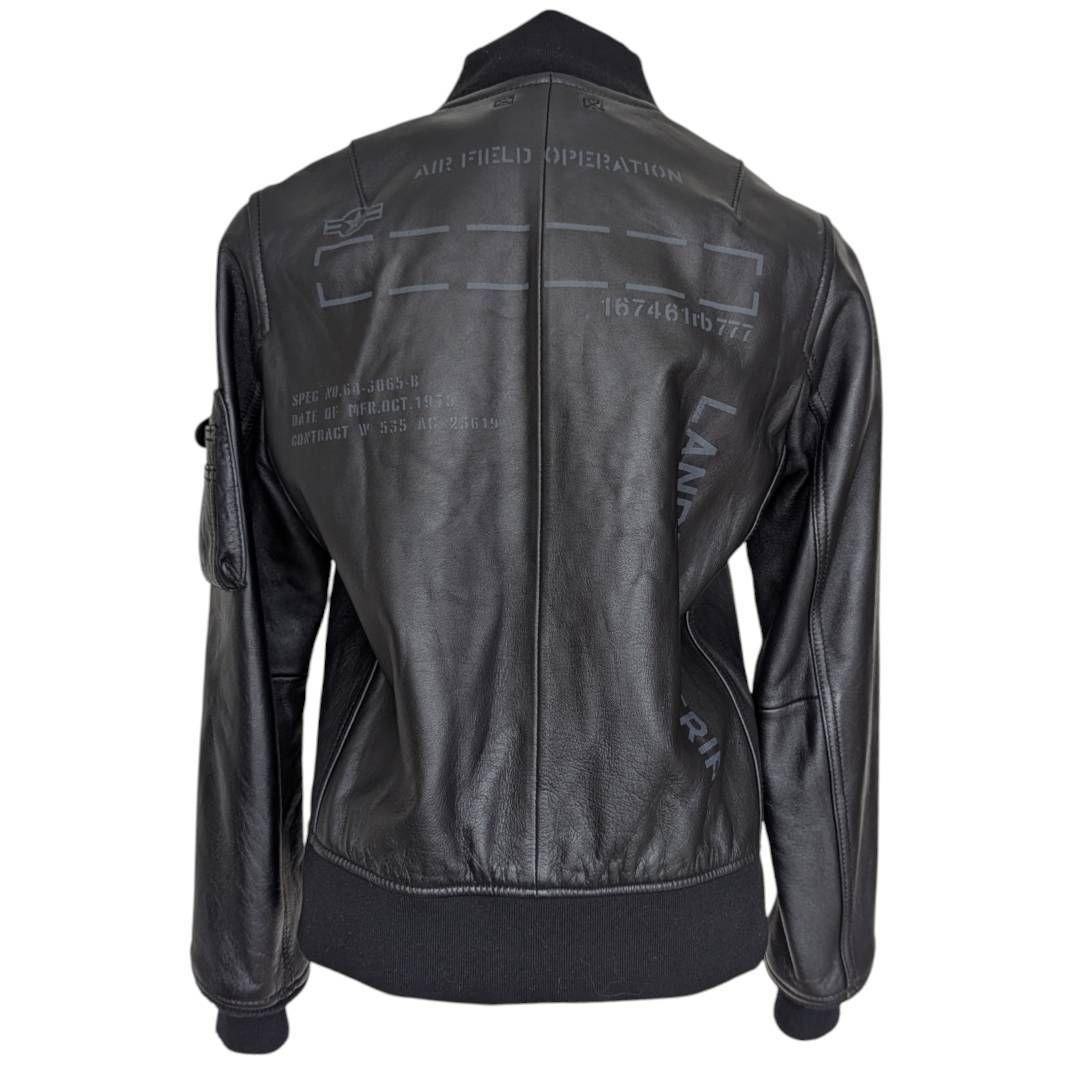 希少品 美品 AVIREX レザージャケット ステンシル MA-1 羊革
