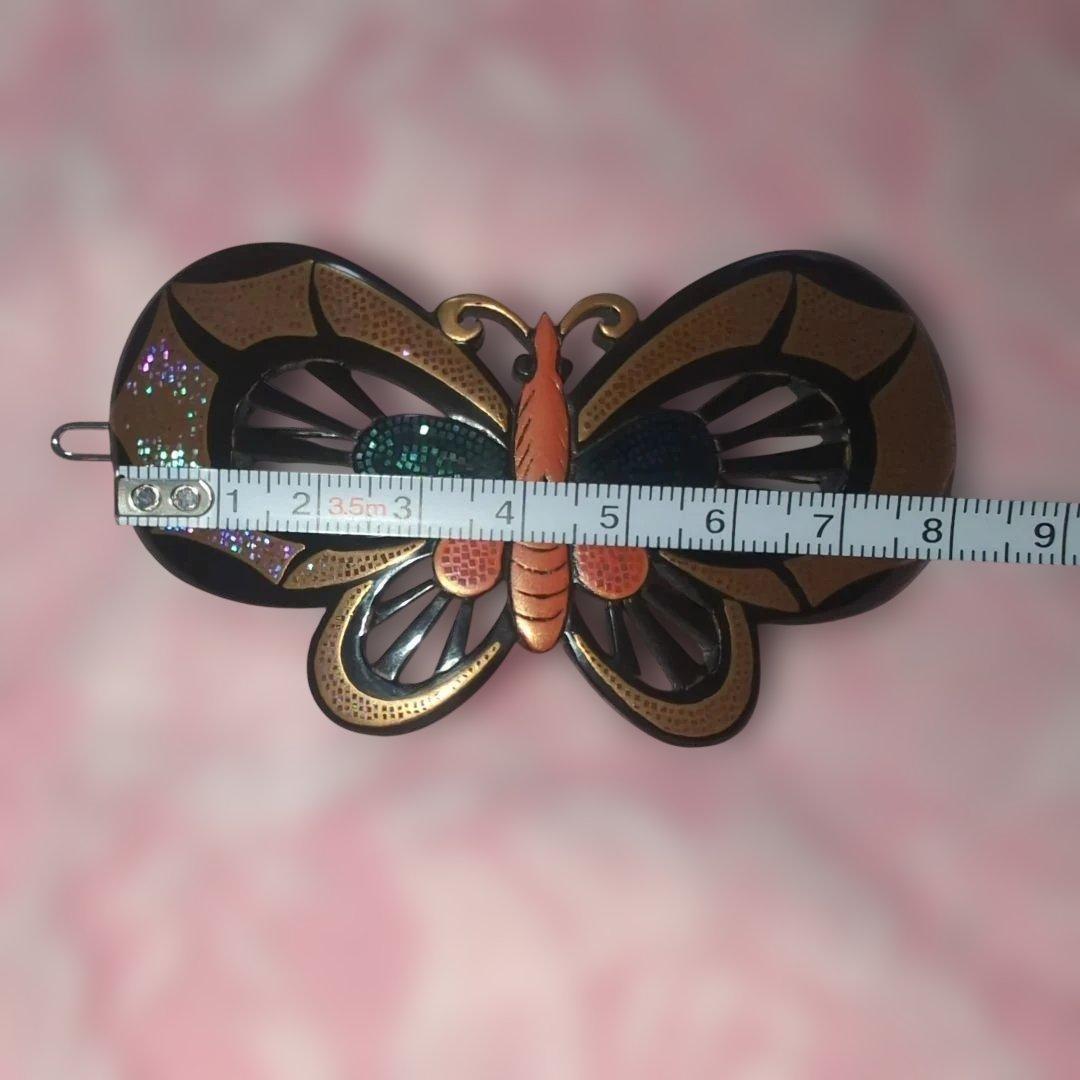 本鼈甲蒔絵螺鈿蝶モチーフ髪留め