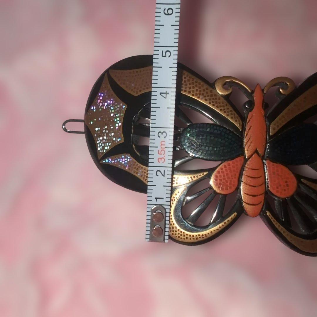 本鼈甲蒔絵螺鈿蝶モチーフ髪留め