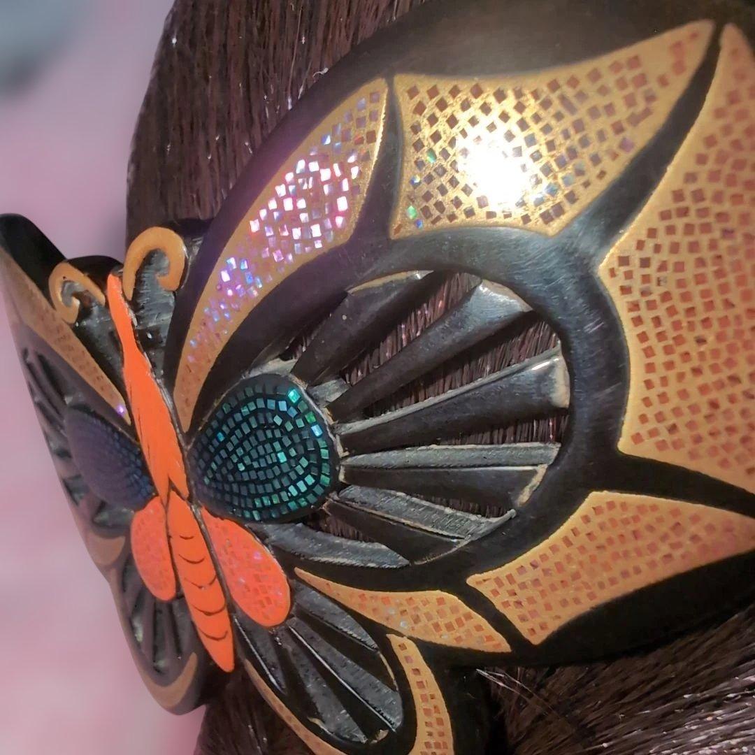 本鼈甲蒔絵螺鈿蝶モチーフ髪留め