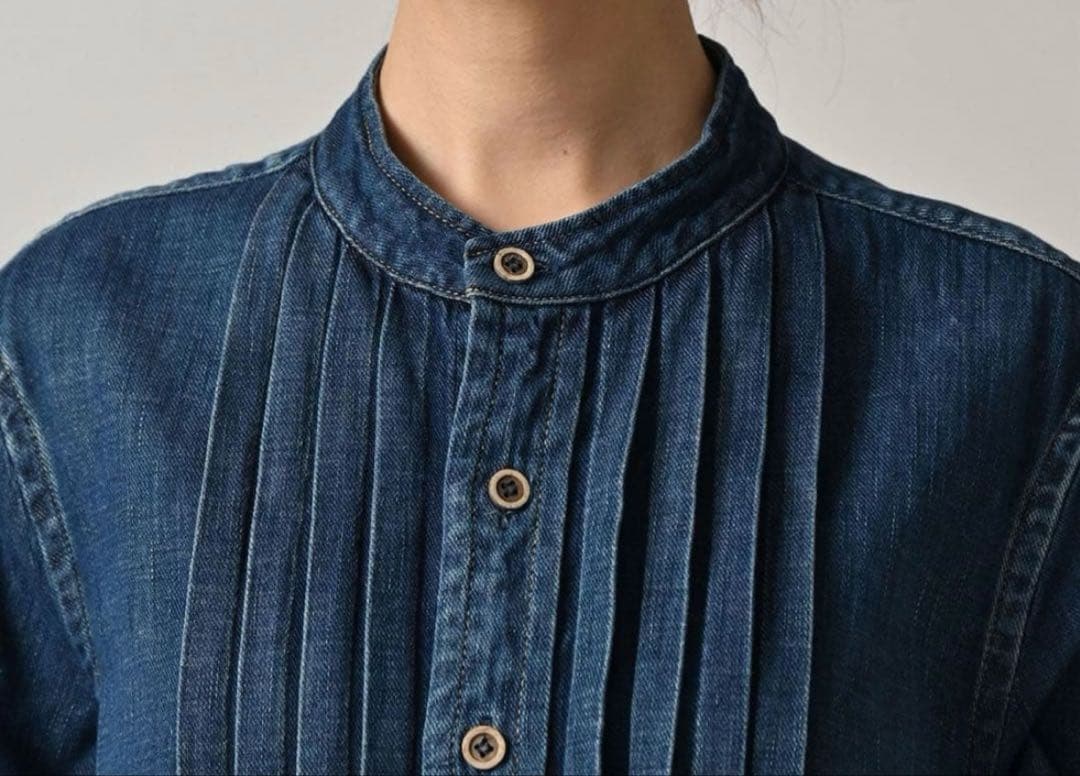 45R 45rpm プチデニムのタックシャツドレス