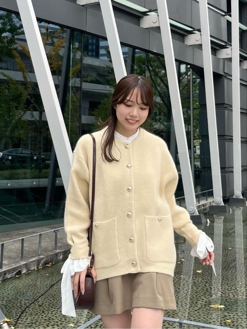 ココディール 新品タグ付 フォックス混ダブルフェイスニットアウター 25AW