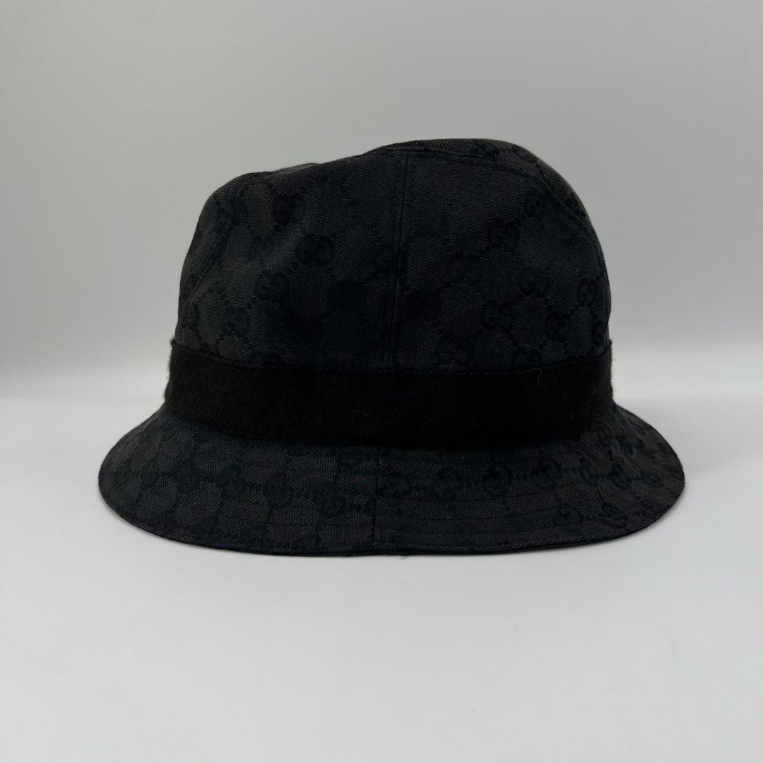 良品✨GUCCI GGキャンバス ロゴプレート バケットハット 帽子 サイズL