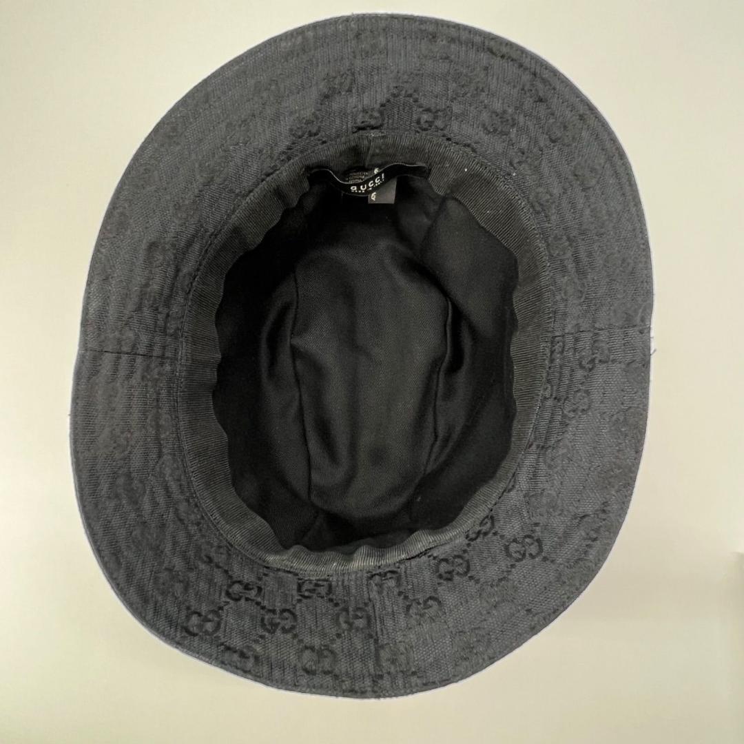 良品✨GUCCI GGキャンバス ロゴプレート バケットハット 帽子 サイズL