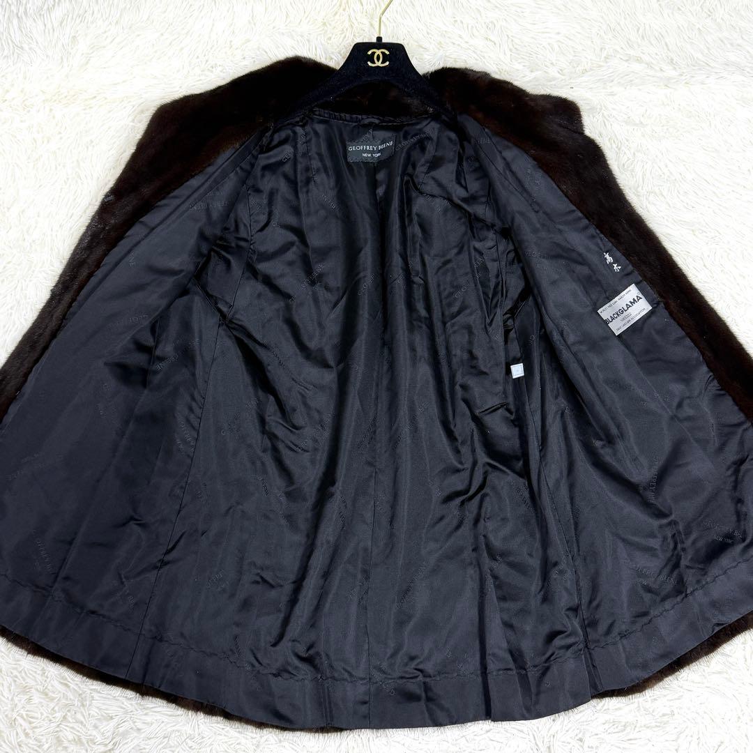 【美品】ブラックグラマ 毛皮 ファーコート ミンク ロング丈 ブラウン 毛並み〇