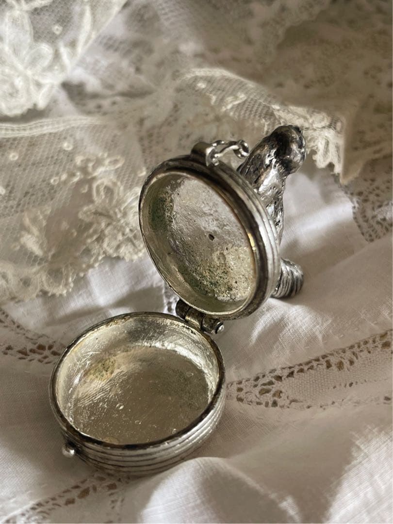 【き9】20 フランス　アンティーク　猫　小物入れ　蚤の市