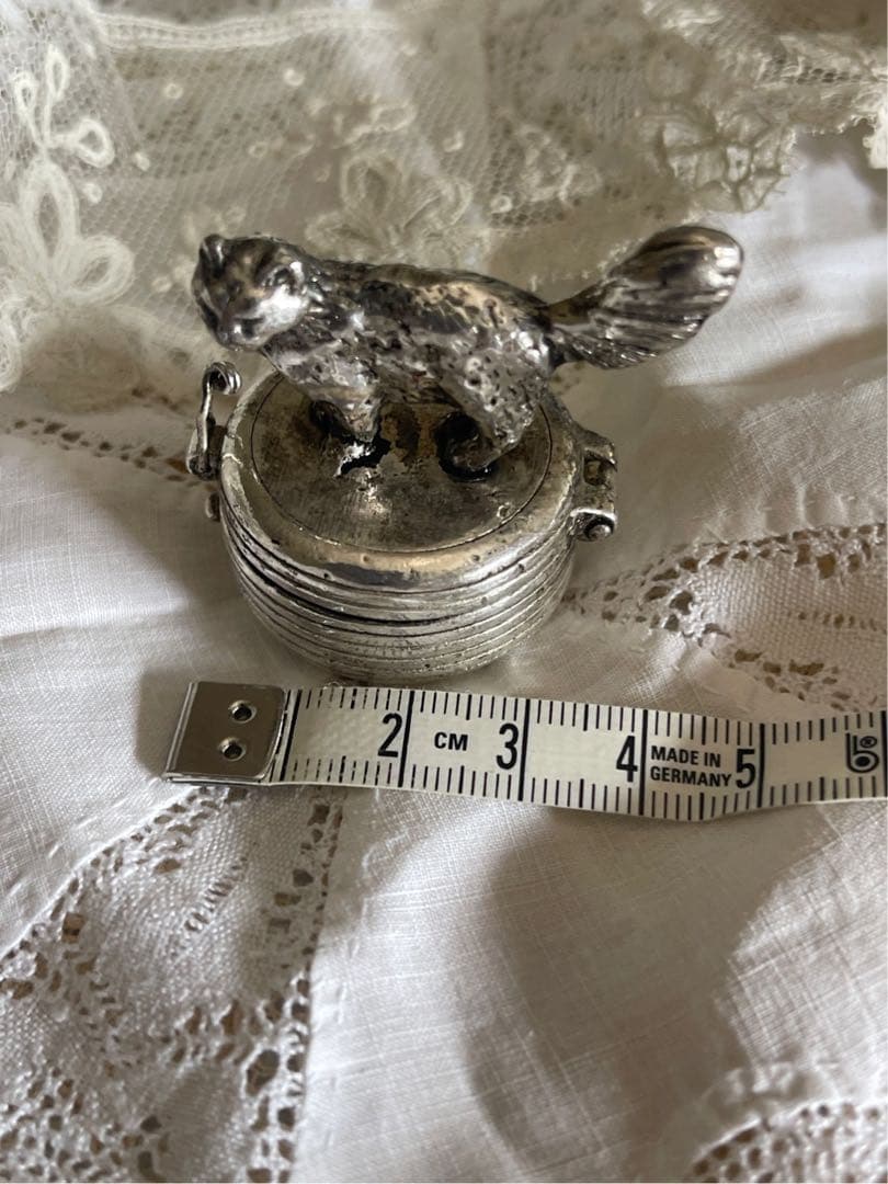 【き9】20 フランス　アンティーク　猫　小物入れ　蚤の市