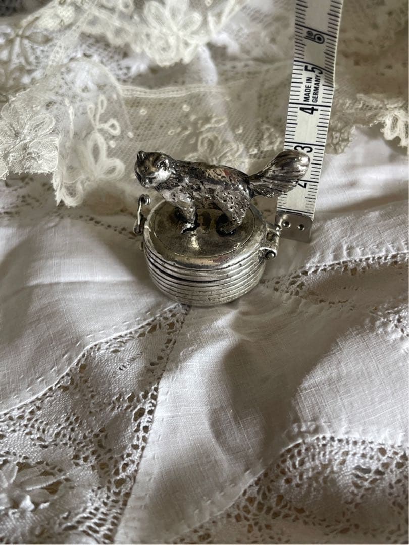 【き9】20 フランス　アンティーク　猫　小物入れ　蚤の市