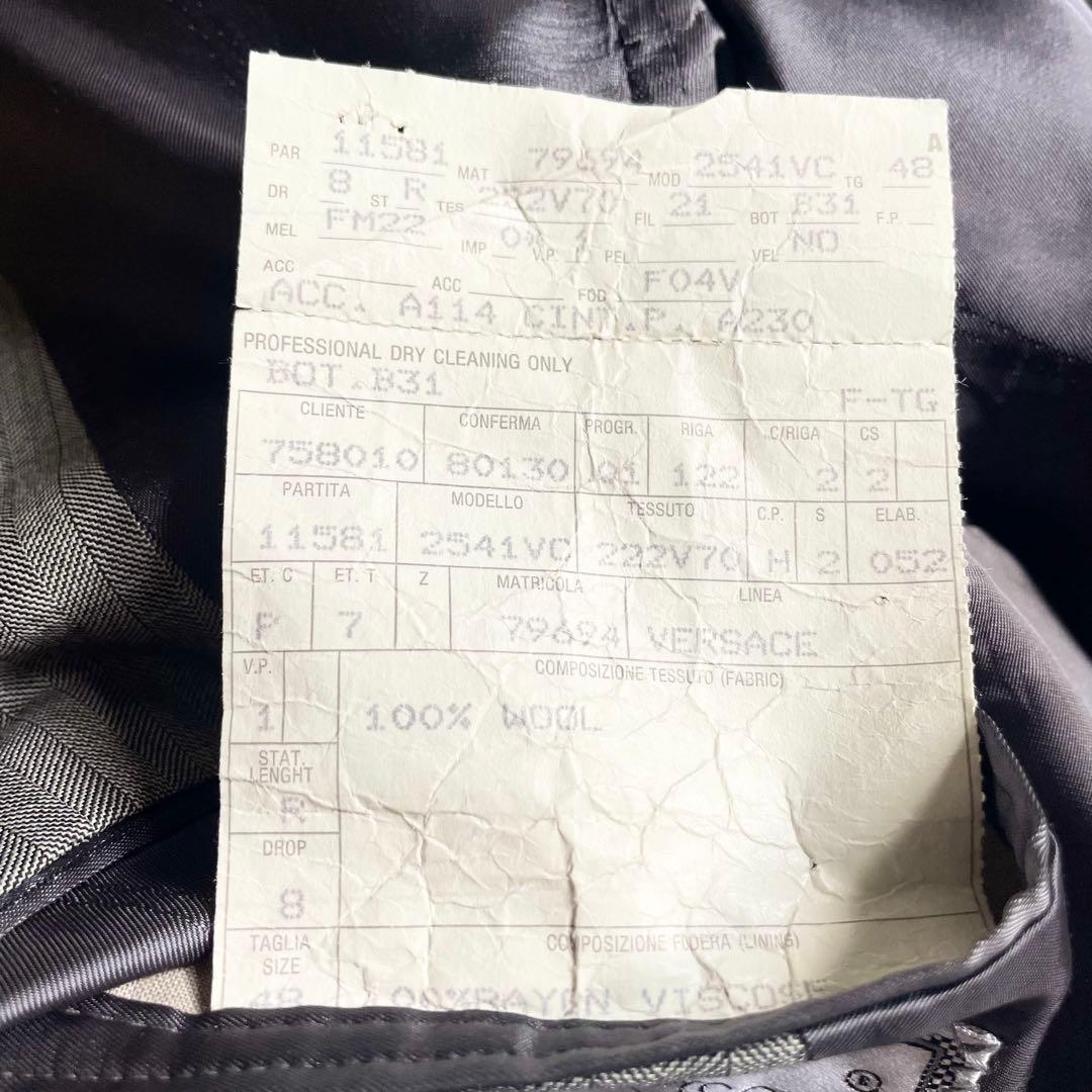 し*ー様 ジャンニヴェルサーチ ヘリンボーンST ダブルスーツ 48 美品 ヴィ