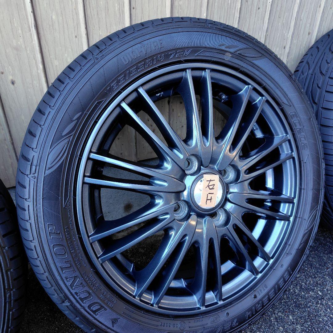 軽自動車用14インチアルミホイールサマータイヤ付。バリ溝美品。