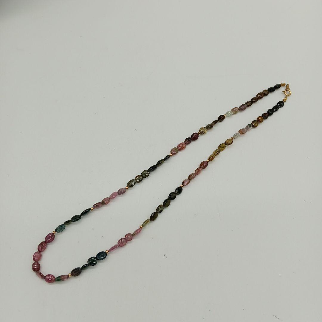 2-2483 K18 天然石 トルマリン ネックレス