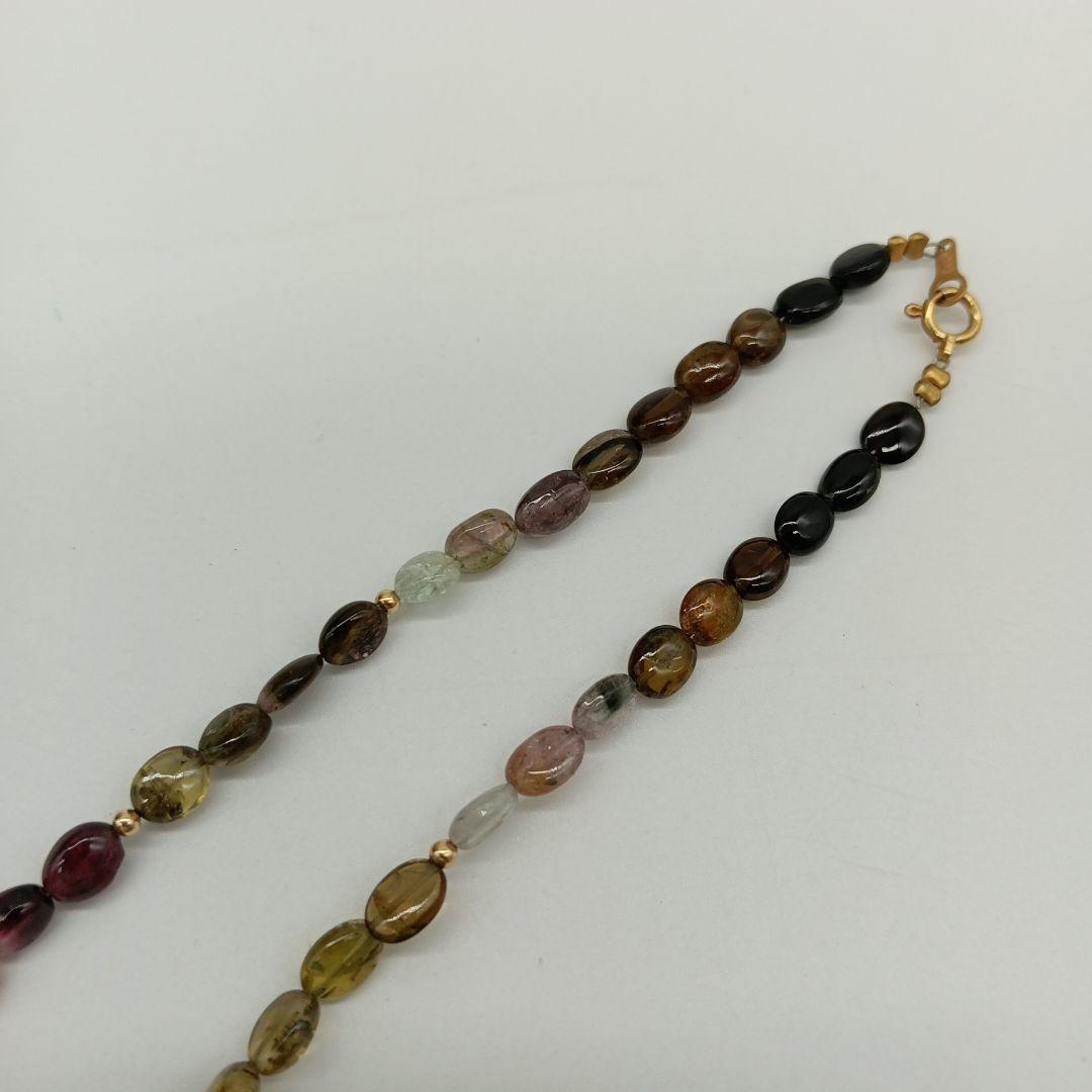 2-2483 K18 天然石 トルマリン ネックレス