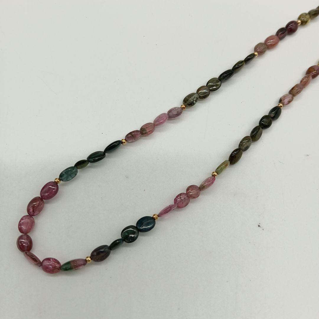 2-2483 K18 天然石 トルマリン ネックレス