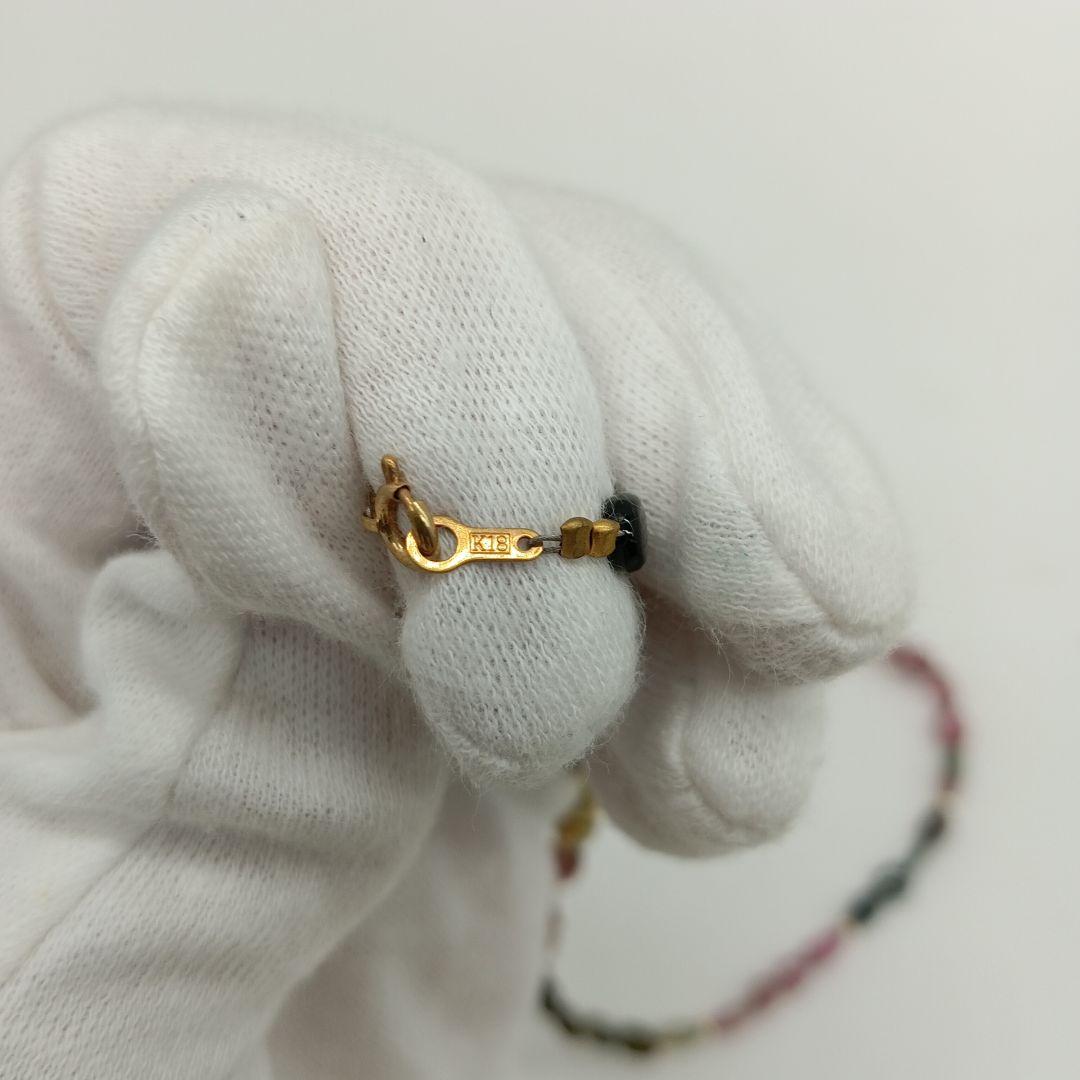 2-2483 K18 天然石 トルマリン ネックレス