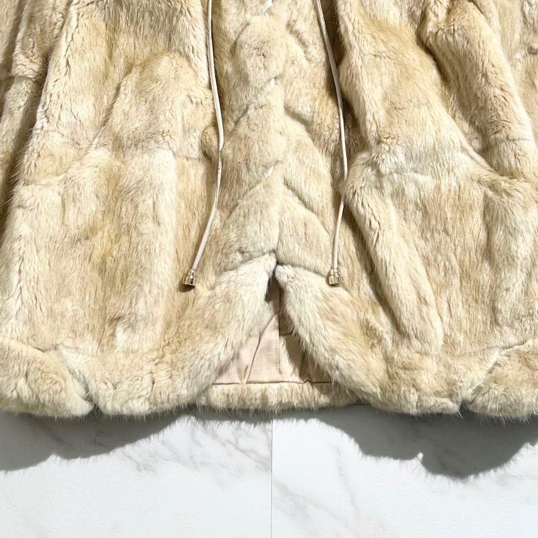 希少✨ パールミンク ファーコート ハーフ丈 ストリングコード L相当 本毛皮