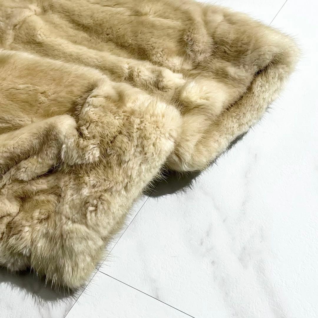 希少✨ パールミンク ファーコート ハーフ丈 ストリングコード L相当 本毛皮