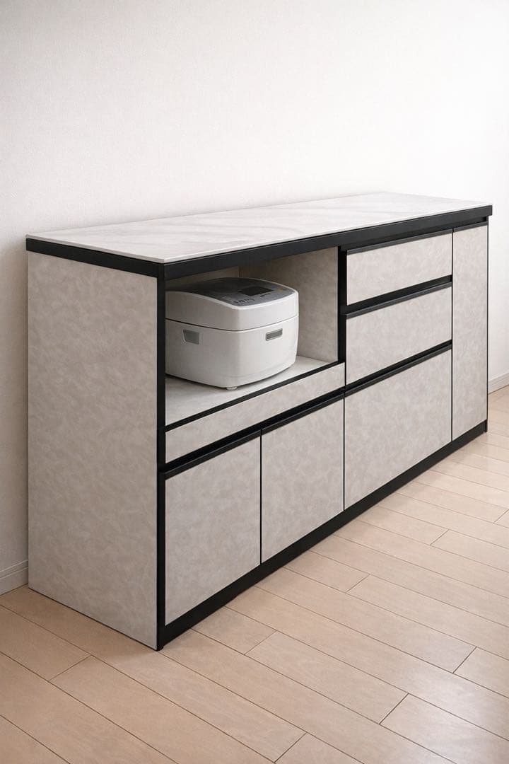 日本製 美品 キッチンカウンター カップボード レンジ台 収納 完成品 180