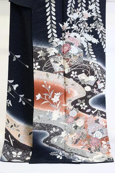 ★専用★美品 訪問着 辻が花 墨黒 袷 身丈166.0cm トールサイズ 正絹