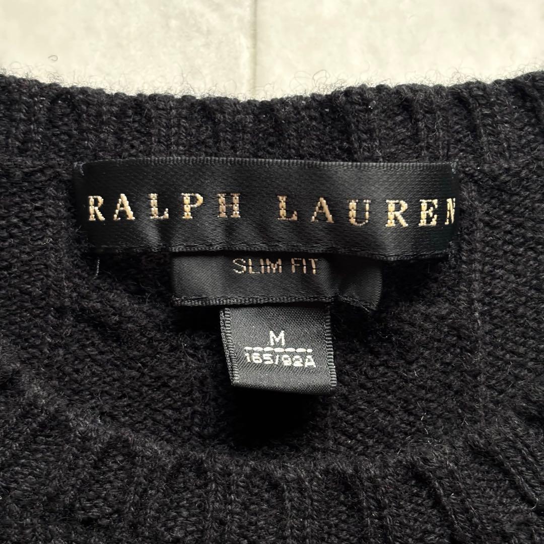 【超希少】ラルフローレン ブラックレーベル カシミヤ100% ケーブルニット M