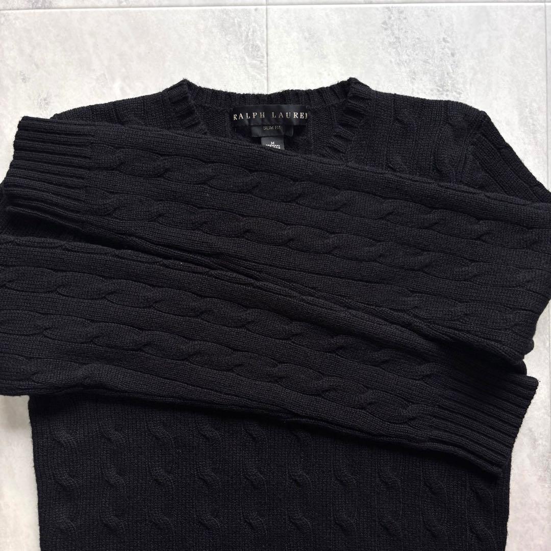 【超希少】ラルフローレン ブラックレーベル カシミヤ100% ケーブルニット M