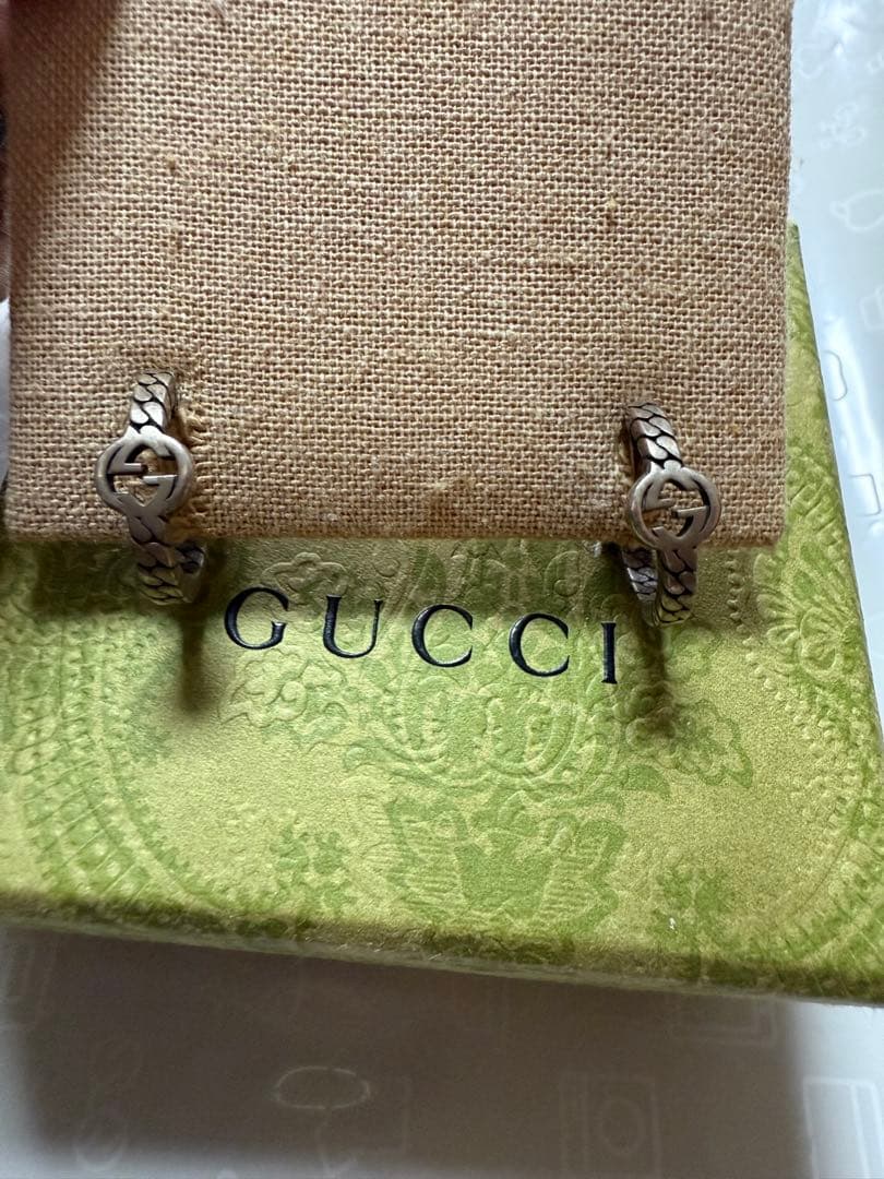 GUCCI インターロッキングG シルバー フープピアス 希少 どら