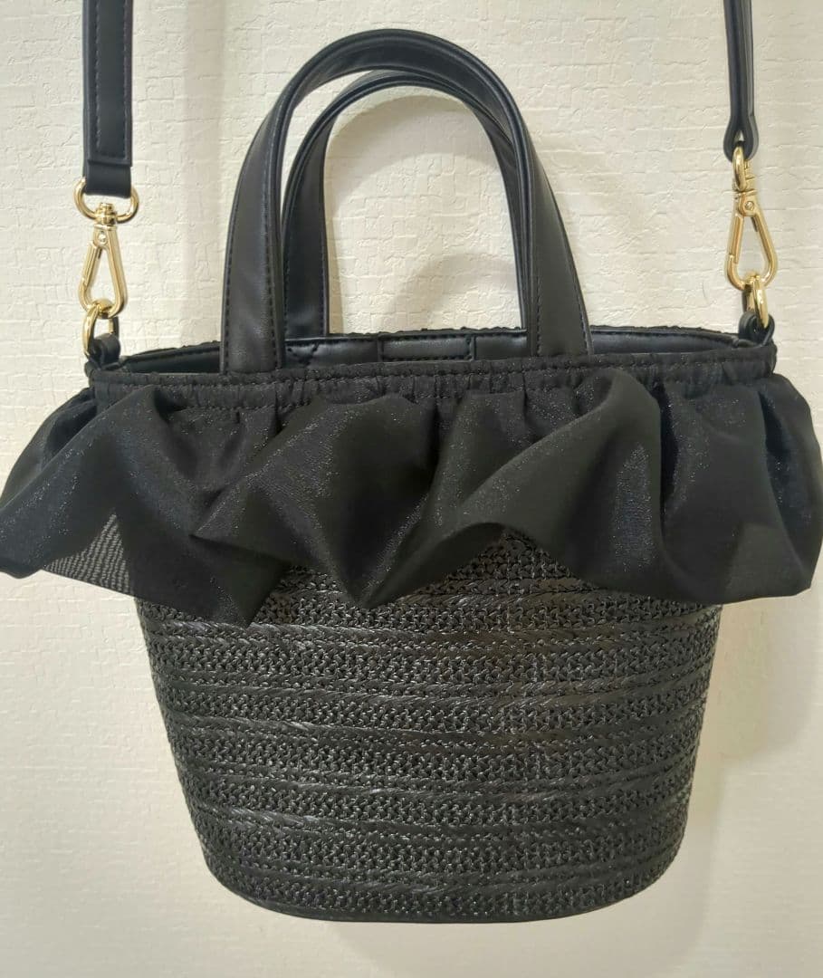 DIANA パール付きフリルショルダーバッグ　2way ハンドバック