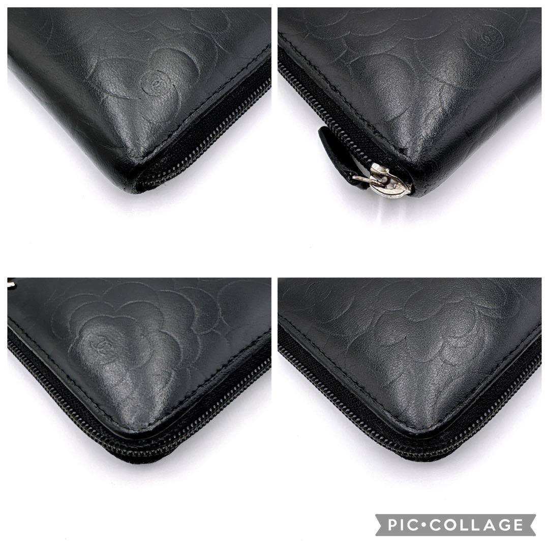 【美品】CHANEL シャネル カメリア ココマーク ラウンドファスナー 長財布