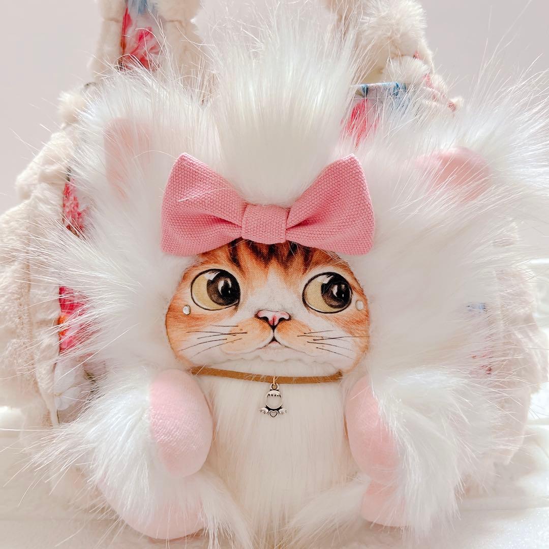 ゆ*ら様 コヤンイサムチョン ふわもこ トートバッグ 猫ちゃん 花柄×ファー