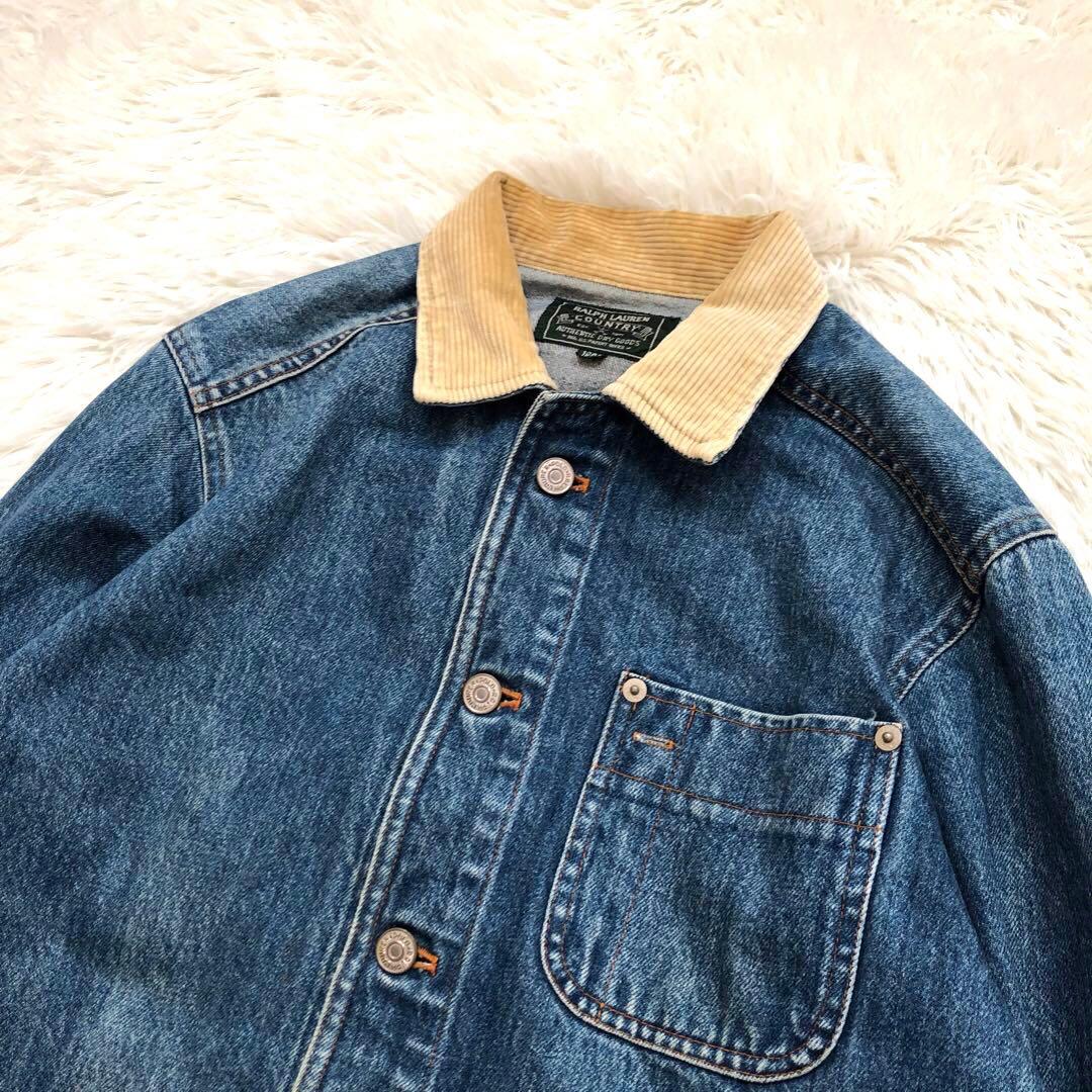 【入手困難】ラルフローレン　カバーオール　デニムジャケット　襟コーデュロイ
