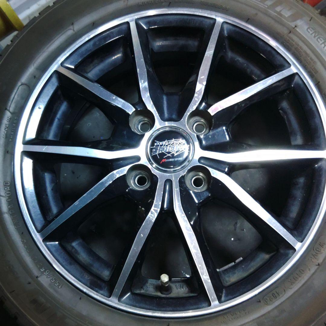 ②《軽四》１４の１００の４半Ｊ４穴　155/65R14　中古２本セット