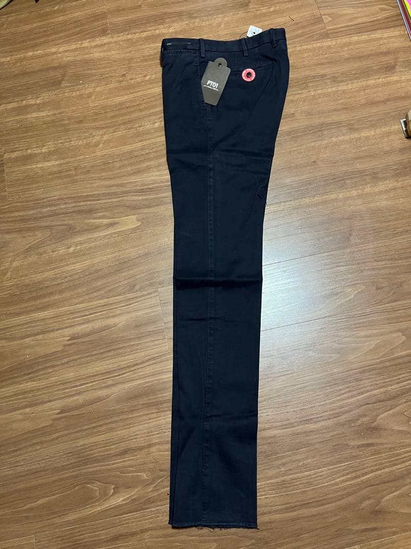 【新品未使用】PT01 ネイビースラックス　サイズ48 裾上無し 定価3.4万