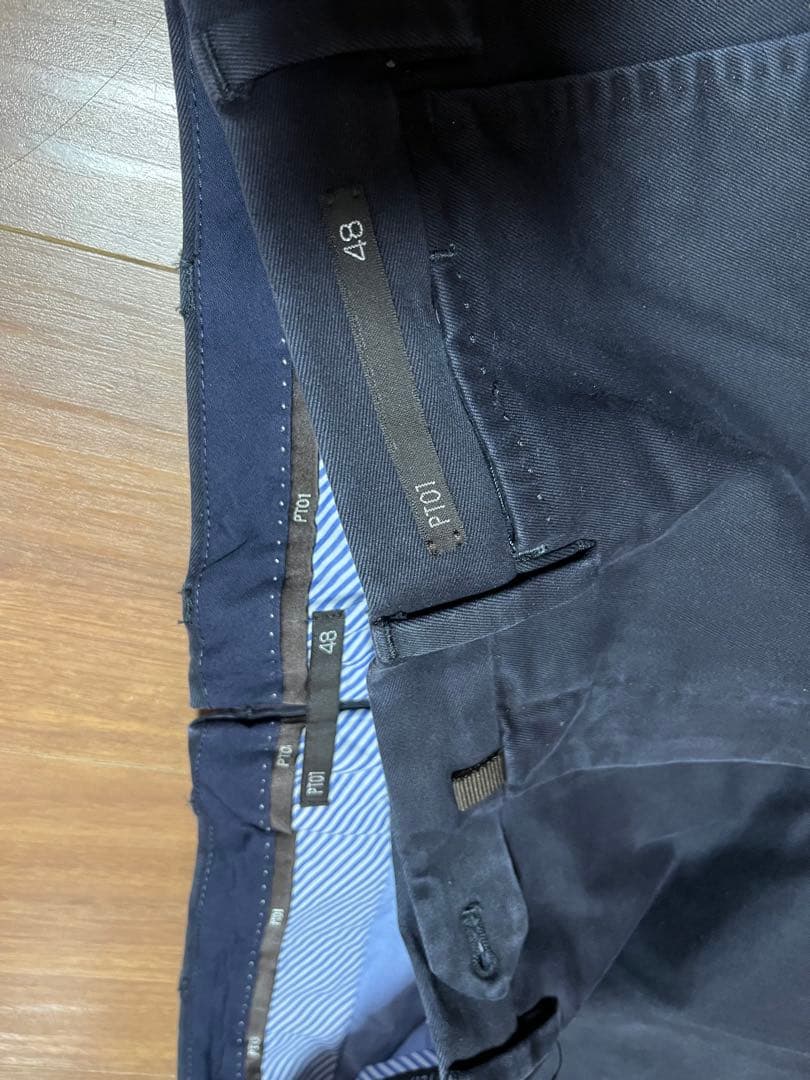 【新品未使用】PT01 ネイビースラックス　サイズ48 裾上無し 定価3.4万