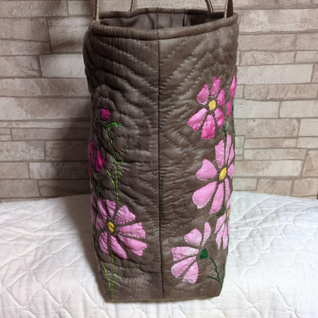 秋桜のハワイアンキルトバッグ　ハンドメイド