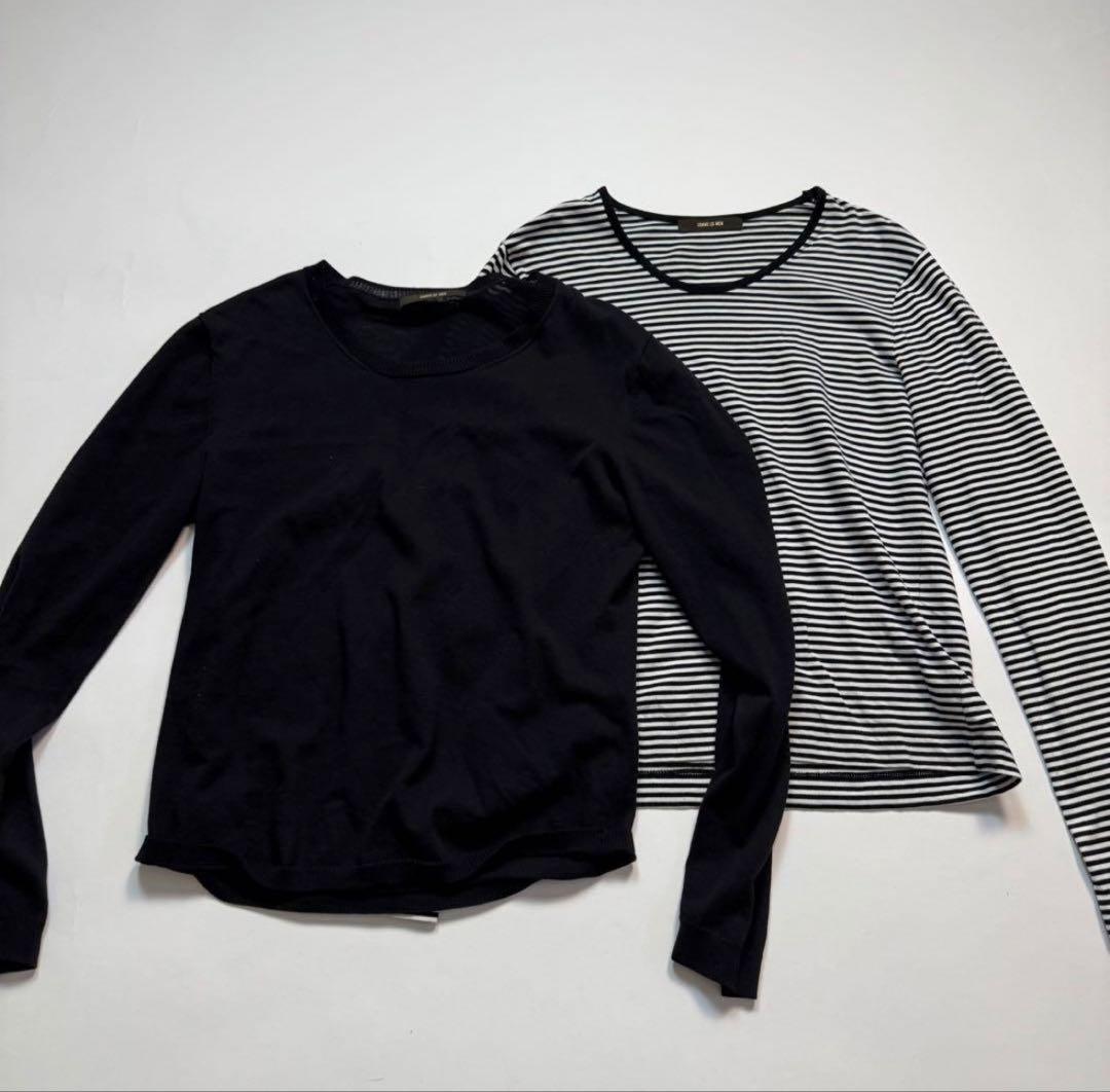 トップス 2000s border layered knit sweater