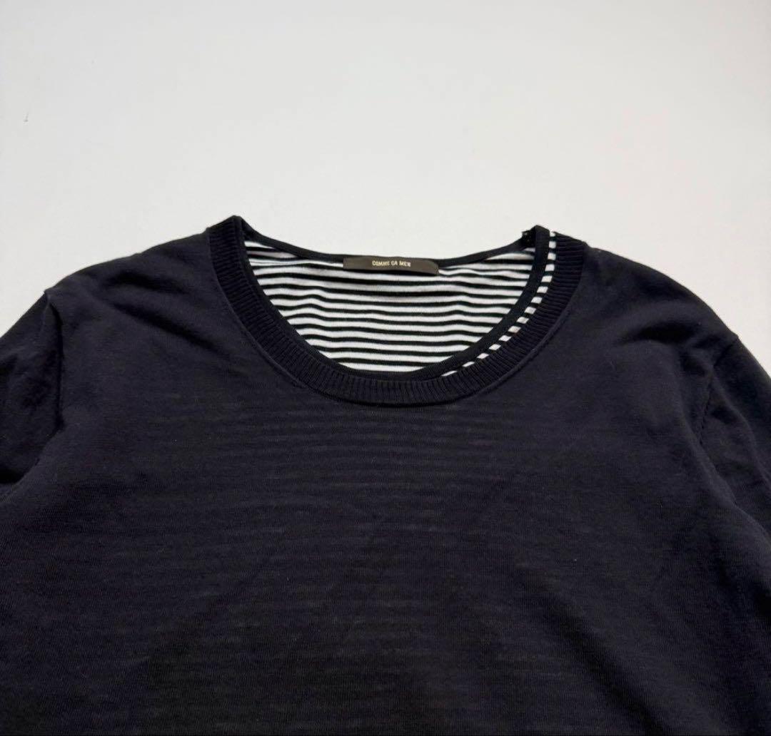 トップス 2000s border layered knit sweater