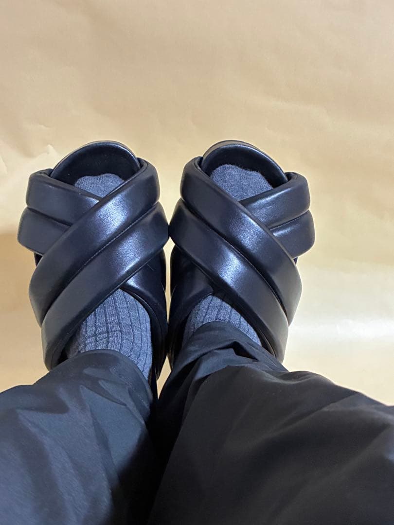 JIL SANDER クロスレザーベルトサンダル 41 Black メンズ