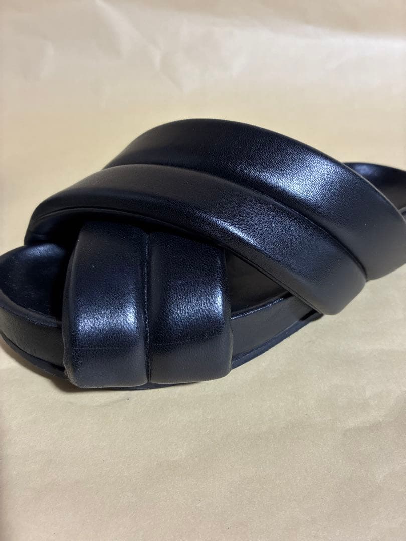 JIL SANDER クロスレザーベルトサンダル 41 Black メンズ