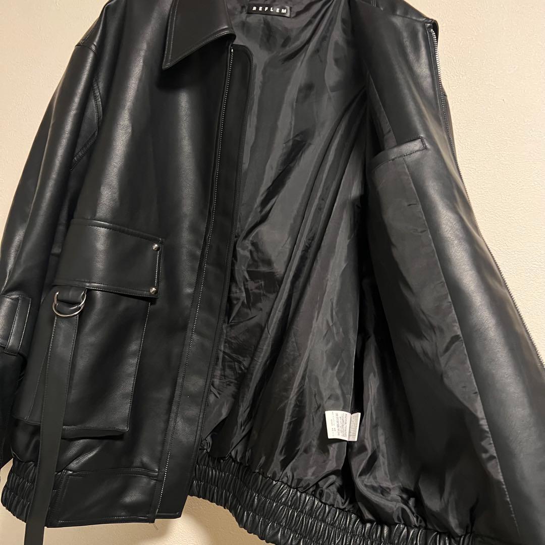 ほぼ未使用✨『REFLEM/レフレム』クロス刺繍PUレザージャケット