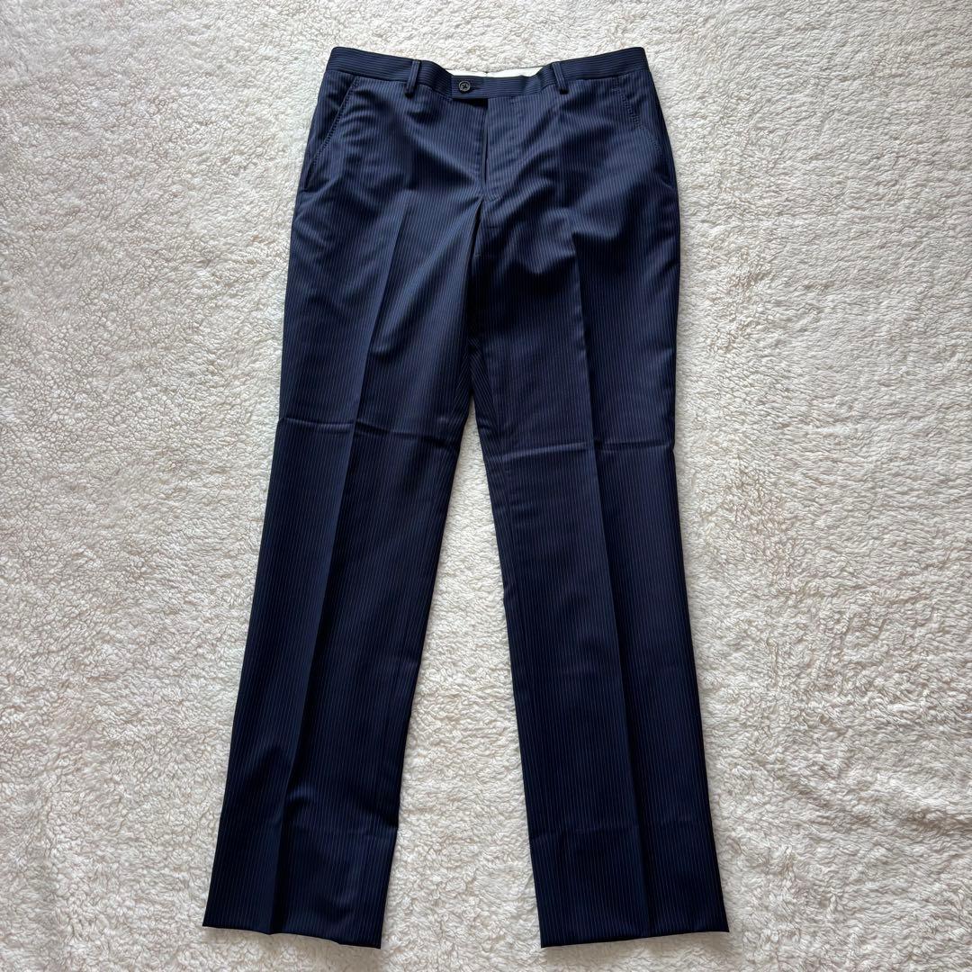 【極美品】ポールスミス ゼニア スーツ ネイビー L ストライプ シルク混