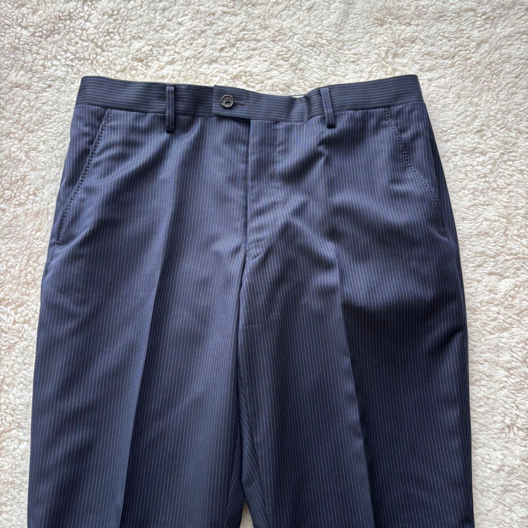 【極美品】ポールスミス ゼニア スーツ ネイビー L ストライプ シルク混