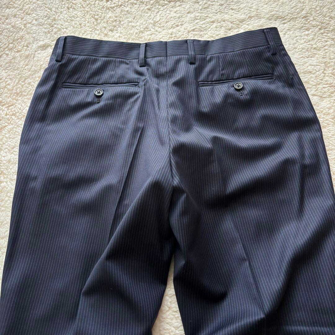 【極美品】ポールスミス ゼニア スーツ ネイビー L ストライプ シルク混