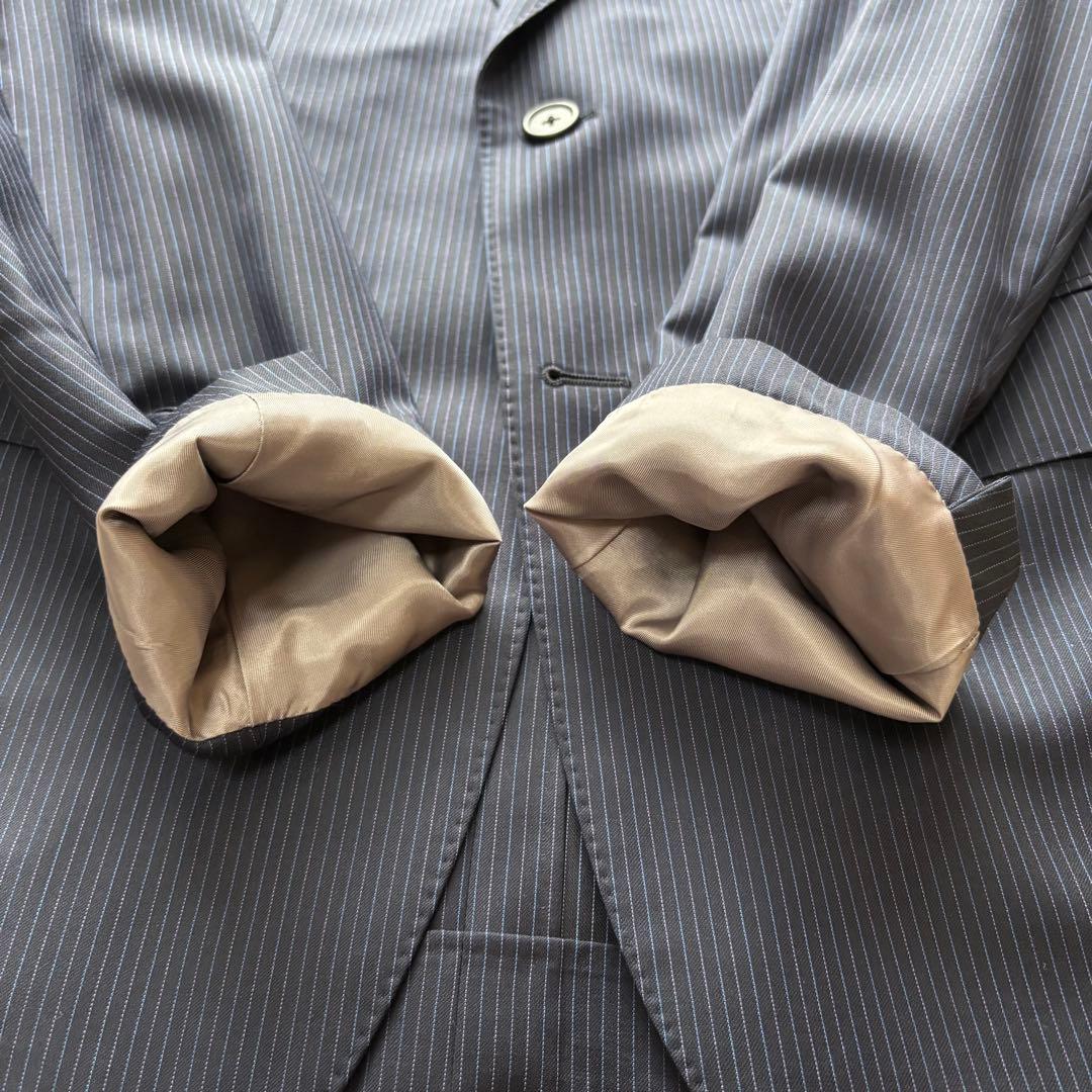 【極美品】ポールスミス ゼニア スーツ ネイビー L ストライプ シルク混