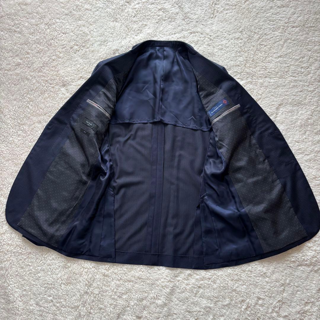 【極美品】ポールスミス ゼニア スーツ ネイビー L ストライプ シルク混