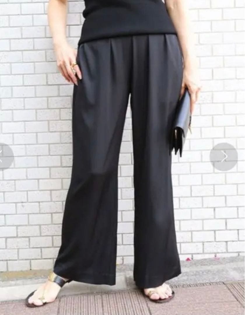 MUSE de Deuxieme Classe シルクサテンギャザーワイドパンツ