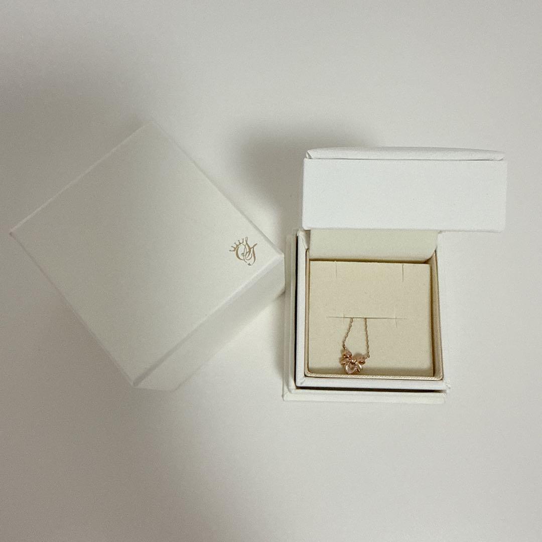 Samantha Tiara リボンモチーフ ハートストーン ネックレス K10